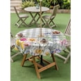 thumbnail image 4 of Outdoor Tablecloth with Umbrella Hole for Patio/Picnic/Party/Camping, Wildflowers Waterproof Table Cloth Round Cover Washable, Spring Watercolor Tulip Floral Leaf Grey Plaid (Dia 60"), 4 of 8