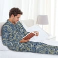 thumbnail image 4 of Mens Pajamas Set, Paisley Print No.J97 Button Down Long Sleeve Loungewear Sleepwear Pjs sets for Men, 4 of 5