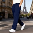 thumbnail image 6 of Satingcolo Mens Baggy Sweatpants Open Bottom Fleece Workout Casual Joggers Elastic Waist Drawstring Wide Leg Pants with Pockets,Navy M, 6 of 6
