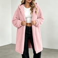 thumbnail image 6 of CQONEPT Women Long Fleece Jacket Cozy Fuzzy Open Front Cardigan Plush Coats Fuzzy Long Fluffy Coats with Pockets Hooded Jacket Winter Outerwear L, 6 of 7