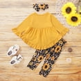 thumbnail image 4 of Baby Girl Clothes Toddler Girl Sunflower Outfit Ruffle Sleeve Shirt Floral Pant Set Fall Winter Clothing for Girl 18-24 Months, 4 of 8