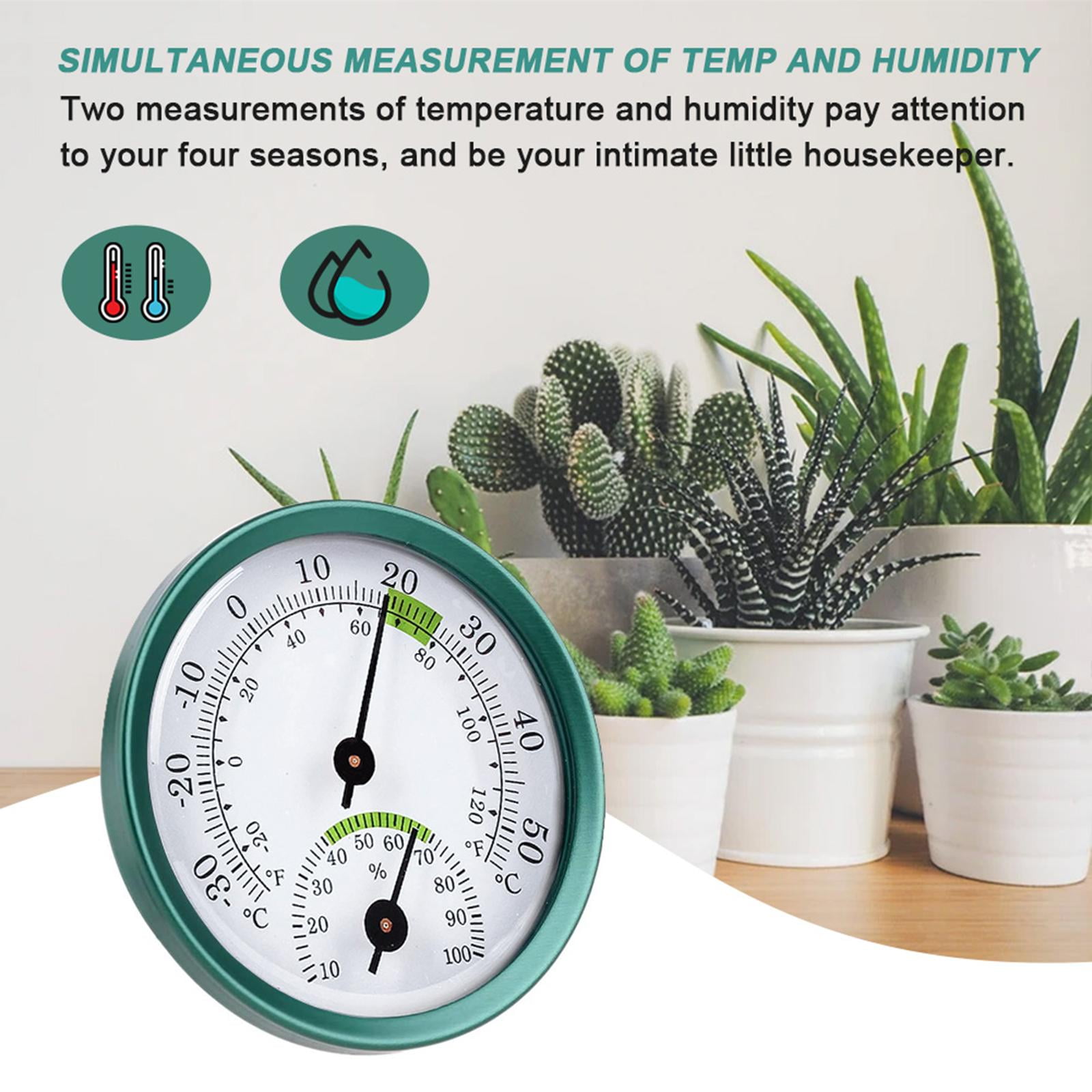 Sanwood Hygrometer Hooking Hole,Round Indoor Analog Humidity Temperature Meter Gauge Thermometer Hygrometer,Household Merchandises, Size: One size
