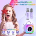 thumbnail image 2 of Minimáquina de karaoke Poptrend con 2 micrófonos inalámbricos, color morado, 2 of 6
