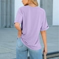 thumbnail image 4 of fatyb Women's Tshirts with Pocket Casual Crew Neck Solid Color Tee Short Sleeve Womens Summer Loose Tops, 4 of 7