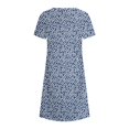 thumbnail image 4 of QJUHUNG Midi pour Femmes Été Décontracté en Vrac Boho Imprimé Floral Col Rond Manches Courtes Genou Longueur Robe Froncée avec Poches, 4 of 4