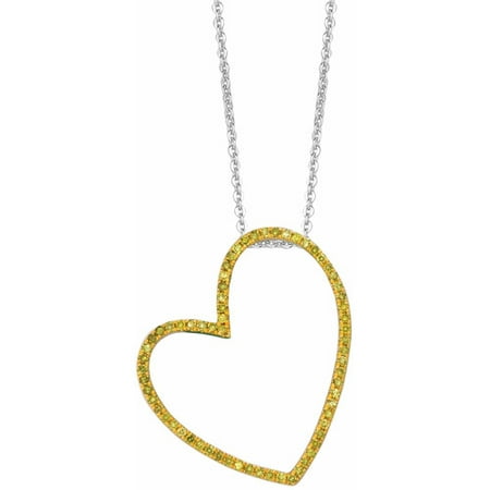 0.34 Carat T.W. Diamond Yellow Gold-Plated Sterling Silver Medium Stackable Sideways Heart