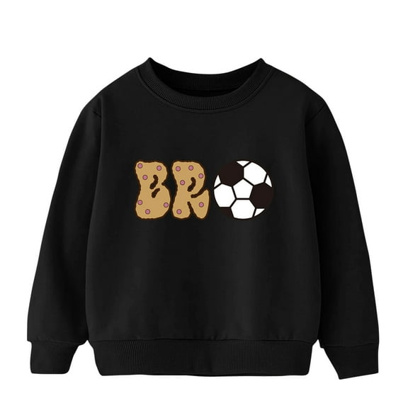 Odeerbi Kids Boys Girls Fleece Crewneck Sweatshirts Winter Warm Pullover Sweatshirts Thermal Fashion Casual Printing Round Neck Long Sleeve Sweatshirt Tops Black