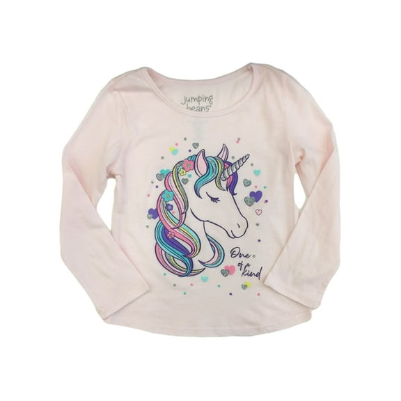 Toddler Girls Pink Unicorn One Of A Kind Glitter Long Sleeve Shirt 3T