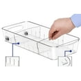 thumbnail image 4 of WholesHome Fridge Organizer Plastic Bin Set: Roll Out Clear Design with Dividers & Handles for Kitchen Organization - Refrigerator & Pantry Storage (Medium, 2-Pack), 4 of 9