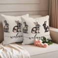 thumbnail image 2 of Easter Outdoor Waterproof Pillow Covers, Retro Spring Rabbit Plaid Flowers Animal Floral Decorative Square Throw Pillowcase Sofa Cushion Sham for Patio/Couch/Chair, 26"x26" 2 Pack, 2 of 8