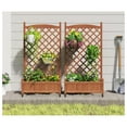 thumbnail image 2 of Raised Garden Bed with Trellis Set of 2, Outdoor Wood Planter Box & Plant Stand with Climbing Racks, 2 of 7