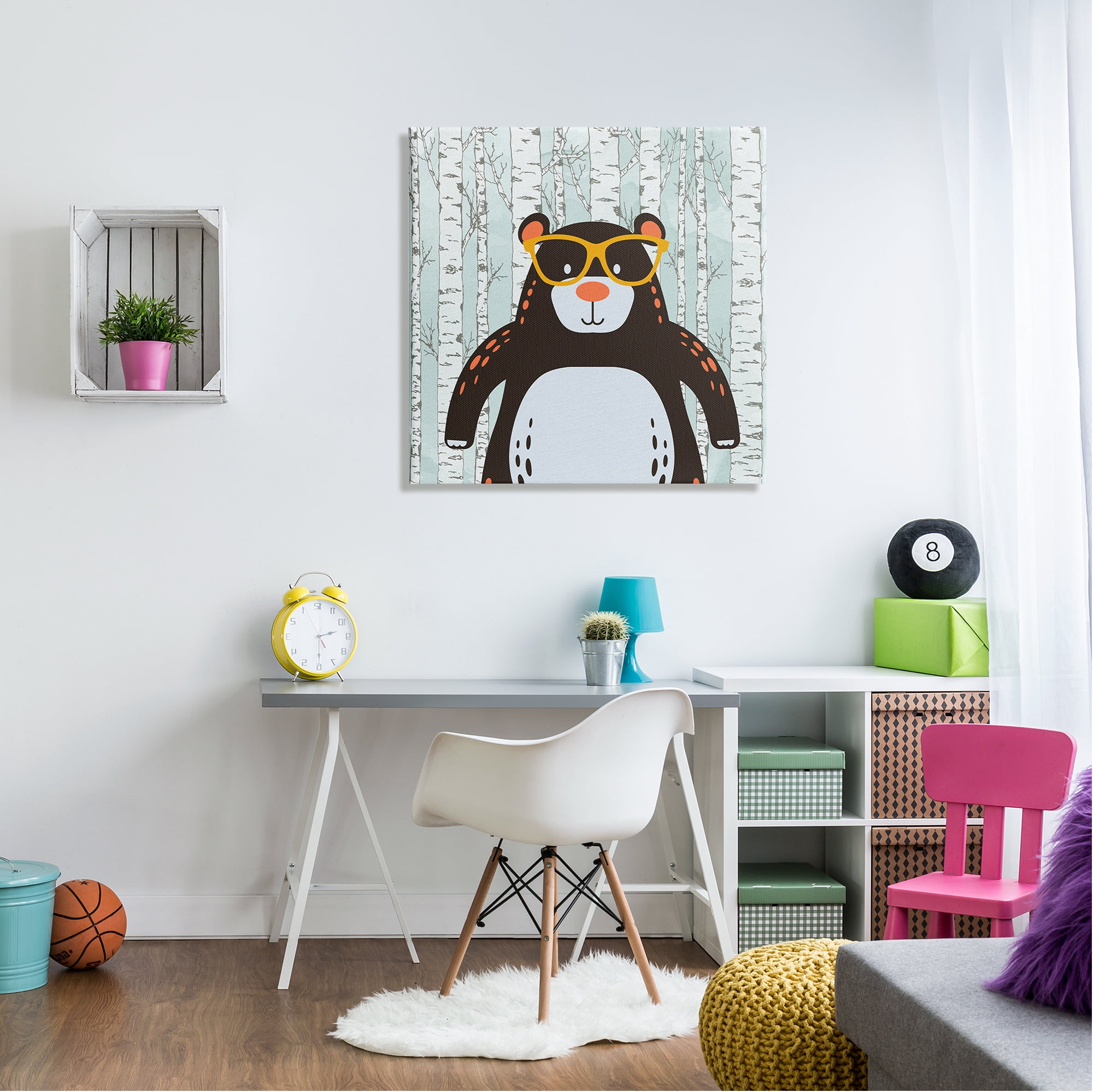 Stupell Industries Bear & Birch Trees Animals & Insects Painting Gallery Wrapped Canvas Art Print Wall Art, 30 x 30