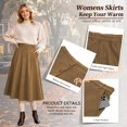 thumbnail image 3 of TEMOFON Womens Midi Skirt High Waisted A Line Skirt Button Front Long Skirt Casual Winter Skirt Fall Fashion Skirt for Women Brown, 3 of 7