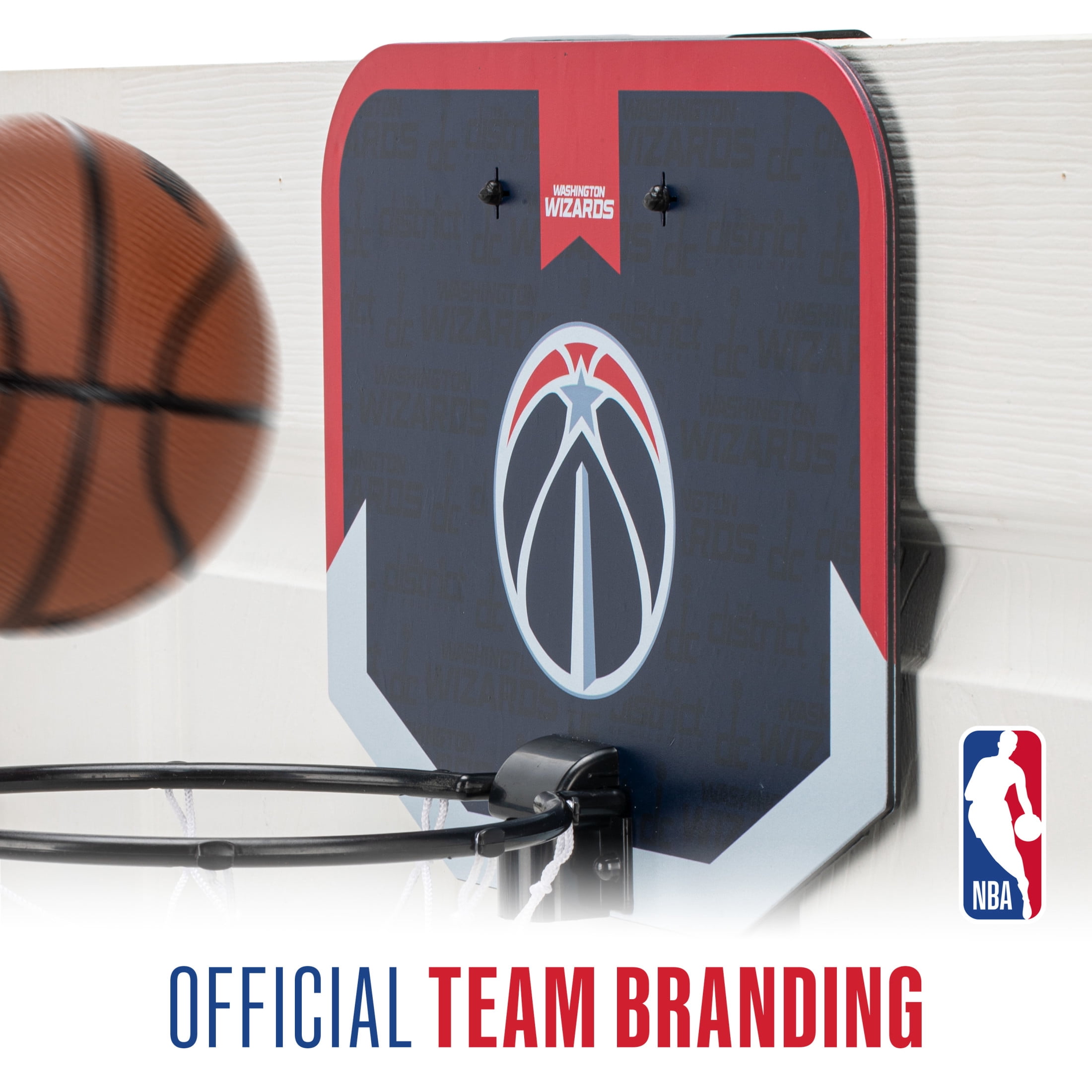 Franklin Sports NBA Washington Wizards Mini Over the Door Basketball Hoop - Kids Indoor Mini Basketball Hoop with Basketball - NBA Fan Shop Mini Hoop for Bedroom + Office