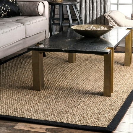 Seagrass Accent - nuLOOM Elijah Seagrass with Border Area Rug or Runner