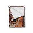 thumbnail image 2 of Geometric Soft Flannel Fleece Throw Blanket, Mosaic Owl Head in Linked Angled Triangle Forms Retro Style Funk Boho Design, Cozy Plush for Indoor and Outdoor Use, 70" x 90", Orange Brown, by Ambesonne, 2 of 5