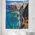 thumbnail image 1 of Maritime Tapestry, Northern Coastline in Portugal Cliffs and Wavy Sea Panorama Photo, Fabric Wall Hanging Decor for Bedroom Living Room Dorm, 5 Sizes, Warm Taupe Petrol Blue, by Ambesonne, 1 of 1