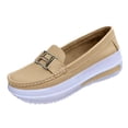 thumbnail image 3 of Rokment Platform Chunky Slip on Loafers Walking Shoes for Women 2026 Spring Fall Vintage Casual Color Block Leather Height Increasing Nursing Non Slip Work Fashion Sneakers Gold Size 8.5, 3 of 4