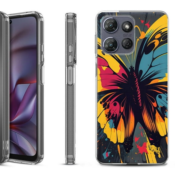 Shockproof Protective Phone Case for Motorola Moto G Play 2026, by OneToughShield - Abstract Butterfly