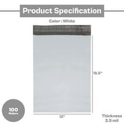 SSBM Poly Mailers 12 x 15.5 2.5 Mil 100 Pieces Water-Tamperproof Bags for Packaging and Shipping Apparels