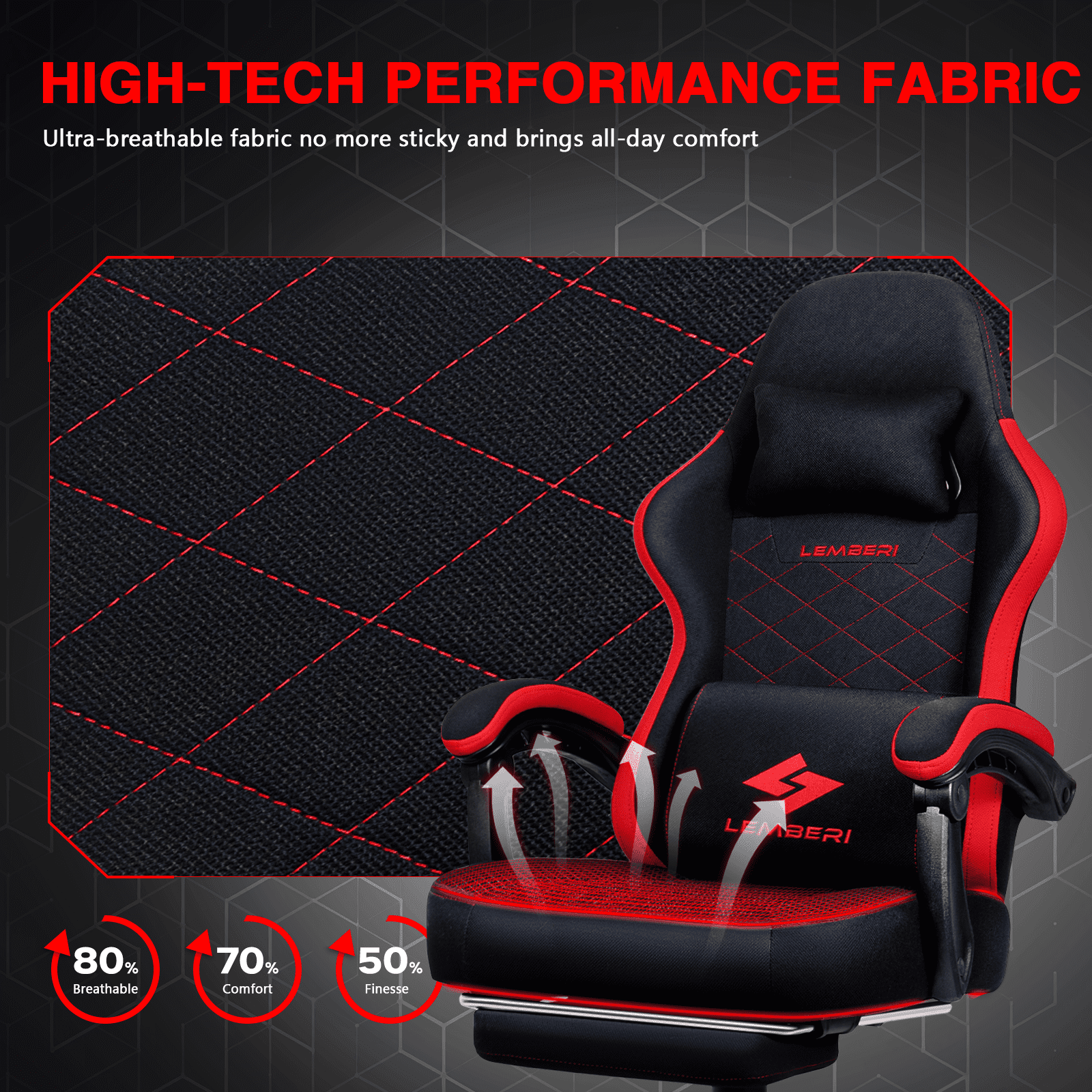 Waleaf Heavy Duty Gaming Chair with Footrest, Big and Tall Video Gaming Chair for Adults, Unique Lumbar Support and Linkage Armrest, Racing Style Game Chair
