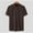 Brown, variant on Summer Mens Casual High Neck Solid Color Short Sleeve Stand Collar Shirt Casual Top