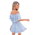 thumbnail image 3 of Saodimallsu Womens Flowy Off Shoulder Dress Ruffle Smocked Square Neck Mini, 3 of 4