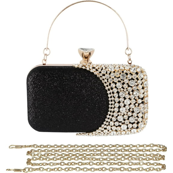 Womens Rhinestone Evening Bag Crystal Clutch Bag Sparkly Sequin Glitter Handbag Banquet Bag Bridal Wedding Purse