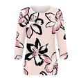 thumbnail image 5 of WEIWEN 3/4 Length Sleeve Womens Tops 2026 Trendy Round Neck T Shirts for Women Casual Three Quarter Sleeve Spring Tees Fashion Tshirts Pink, XXL, 5 of 5