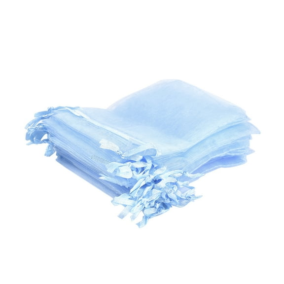 Organza Gift Bags Organza Pouches for Potpourri with Drawstring Rectangle Light Sky Blue 12x10cm