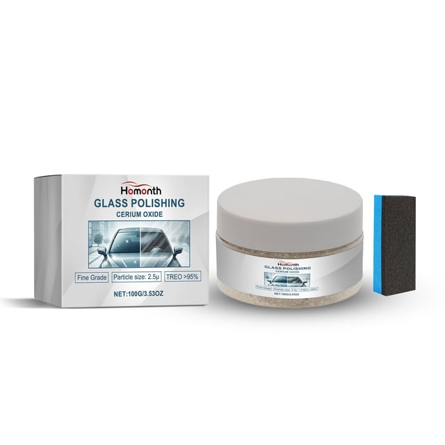 3 Pcs Car Glass Polish Scratch Remover 100g Kit - Fast-Acting Scratch Repair for Windshield & Tempered Glass - Safe Water-Soluble Formula with Sponge