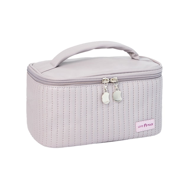 Fiudx Neceser de Viaje para Cosméticos, de Piel Color Crema, Resistente Al Agua, Organizador Multifuncional, Ideal para Uso Diario, Ideal Como Regalo para Mujer, 21 X 13,5 X 12 Cm