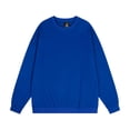 thumbnail image 5 of Women's Solid Color Round Neck Drop Shoulder Long Sleeve Loose Fit Casual Sweatshirt Top Fall and Winter Fashion Winter Clothes,Royal Blue,Size M, 5 of 5