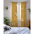 thumbnail image 3 of Japanese Style Sheer Curtains 63 Inch Length 2 Panels Set for Living Room/Bedroom, Vintage Art Cranes Ocean Wave Yellow Kitchen Curtains Grommet Semi-Sheer Curtains Drapes Window Treatments 42"x63"x2, 3 of 7