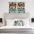 thumbnail image 3 of Teal Blue Brown Kitchen Curtains Window Panels, Rustic Farmhouse Dog Paw Vintage Insulated Window Treatment Curtain, Grommet Curtains for Bedroom/Living Room/Bathroom, 2 Piece 42"Wx54"L, 3 of 8