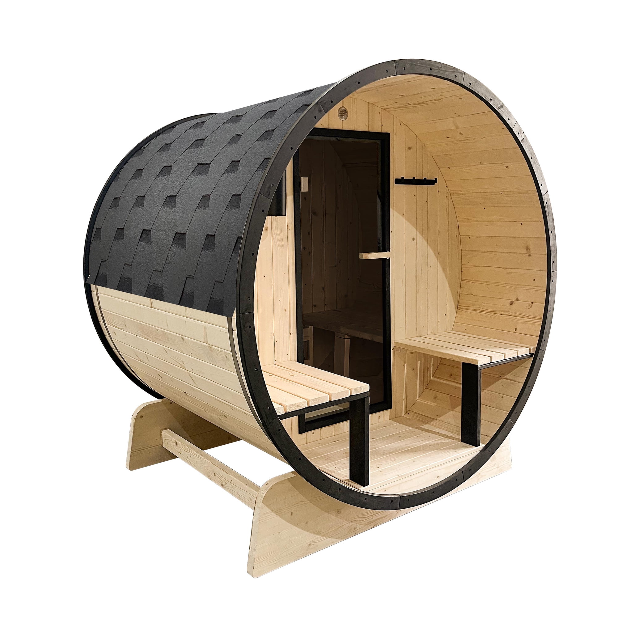 ALEKO Outdoor 3-5 Person Pine Wood Dry Wet Barrel Sauna with Heater and Roof