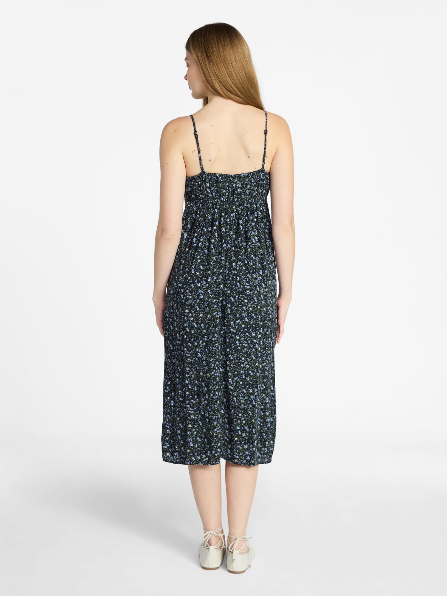 No Boundaries Shirred Midi Dress, Women's XXS-XXL