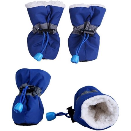 4Pcs Winter Warm Dog Shoes Rubber Anti-Slip Pet Shoes for Small Dogs Puppy Thick Snow Dog Boots