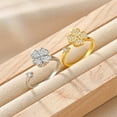 thumbnail image 2 of Rotating Clover Ring for Women Four Leaf Gold Silver Tone, 2 of 9