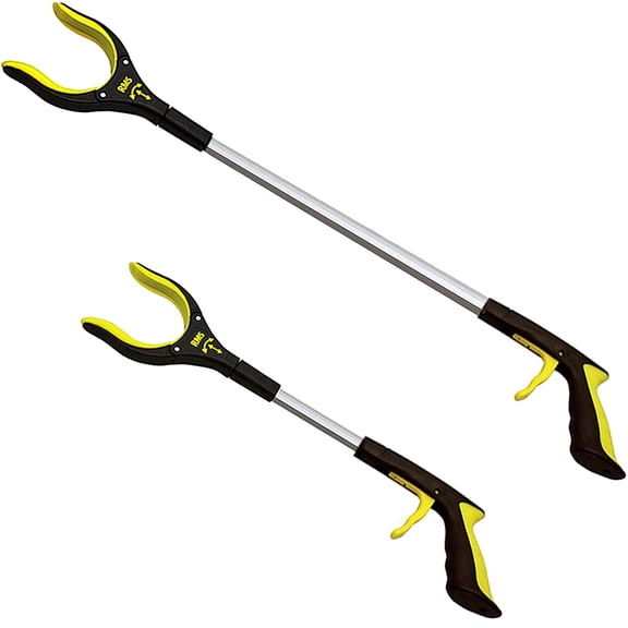 2-Pack 34 Inch and 21 Inch Grabber Reacher with Rotating Jaw - Mobility Aid Reaching Assist Tool