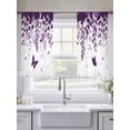 thumbnail image 5 of Purple Spring Botanical Sheer Curtains 45 Inch Length 2 Panels Set, Weeping Eucalyptus Butterfly Voile Window Treatment Rod Pocket Small Kitchen Curtains Drapes for Bedroom 52"x45"x2, 5 of 7