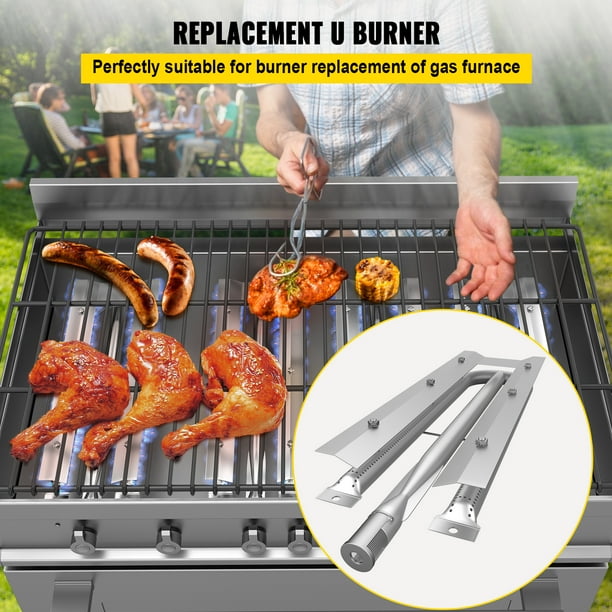 VEVOR Replacement U Burner Stainless Steel Grill Burners 3 Packs BBQ Burners Replacement Grill Burner Replacement w 16.1 Length Barbecue Replacement Parts for Premium Gas Grills Walmart Business Suppl...