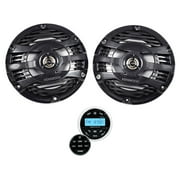 (2) Kenwood KFC-1653MRB 6.5" 600w Marine Boat Speakers+Bluetooth Gauge Receiver