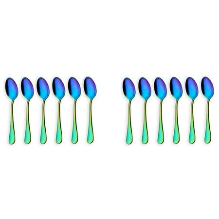 

Rainbow Color TeaSpoons Coffee Spoon Mini Cake Spoon Stainless Steel 12 Pieces (Coffee Scoops)