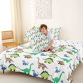 thumbnail image 4 of Feelyou Retro Cartoon Dinosaur Full Size Comforter Sets for Kids Boys Girls, Kawaii Ancient Wildlife Bedding Sets, Green White, Polkadot Reversible, 3pcs, 4 of 6