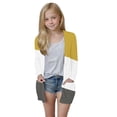 thumbnail image 2 of PWPSG Teen Girl Casual Cardigan Color Block Tunic Tops Lightweight Open Front Long Sleeve Top Fashion Daily Outfits with Pockets Yellow 9 Years, 2 of 8