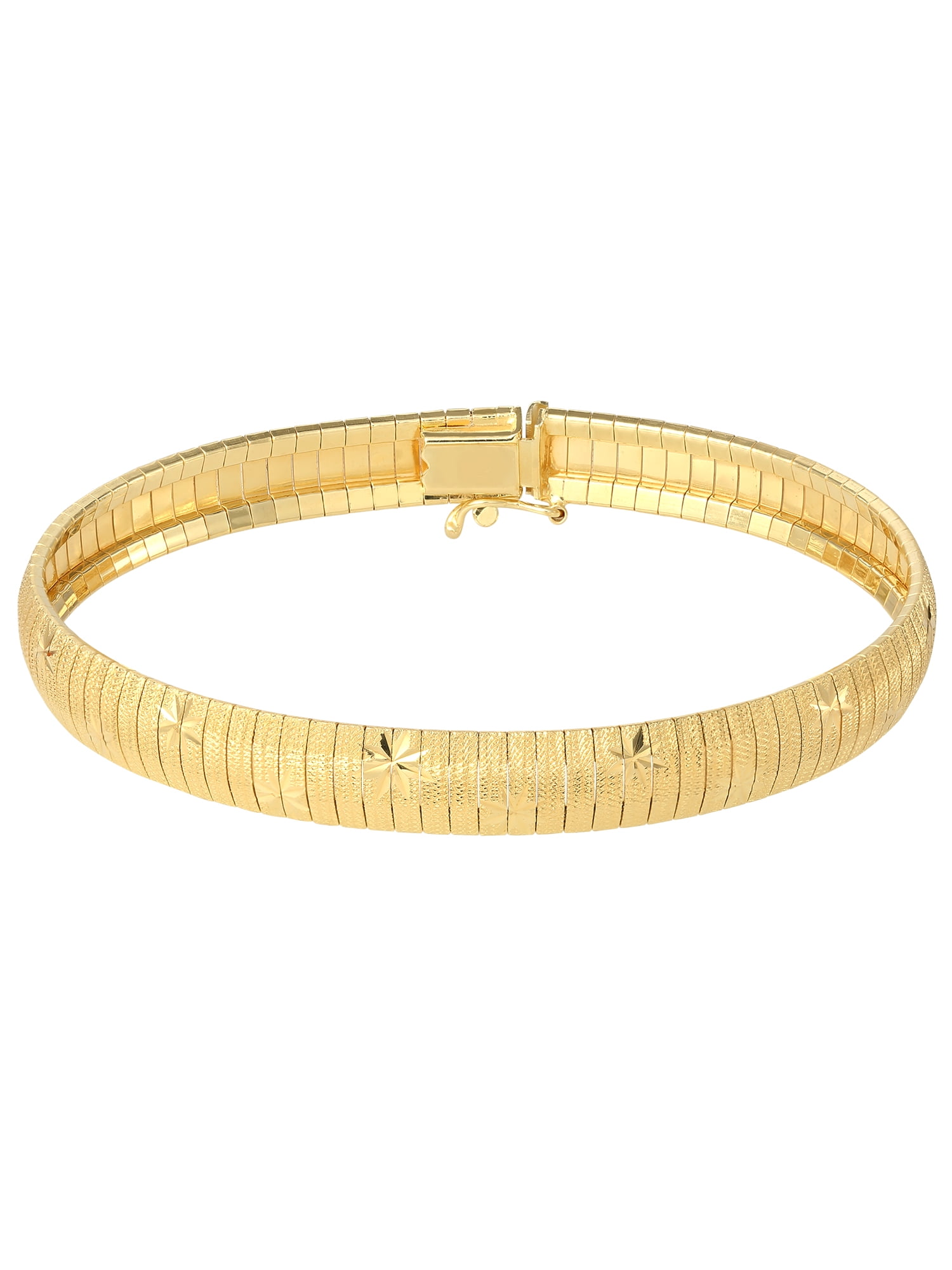 Sterling Silver 14kt Gold Plated Pattern Omega Bracelet, 7.5"
