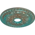 thumbnail image 3 of Ekena Millwork 18"OD x 3 1/2"ID x 1 3/8"P Warsaw Ceiling Medallion (Fits Canopies up to 3 1/2"), Hand-Painted Copper Green Patina, 3 of 6