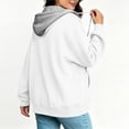 thumbnail image 4 of Jsaierl Women's Zip Up Hoodies Sweatshirts with Contrast Hood Adjustable Drawstring Kangaroo Pocket Oversized Casual Jackets S-2XL, 4 of 8