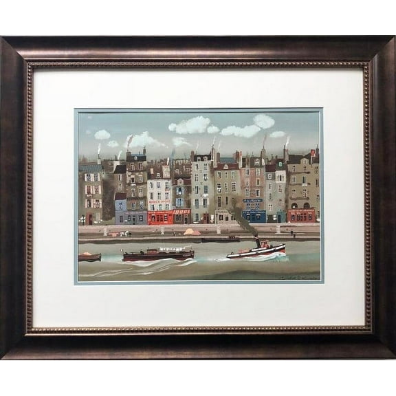 Michel Delacroix "Le Remorqueur" Framed Stone Signed Litho Generic